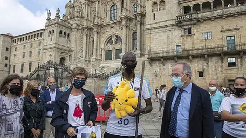 Craig Hodges tras finalizar el Camino Portugués de la Costa que inició hace unos días en el marco de O Camiño remata en Obradoiro.