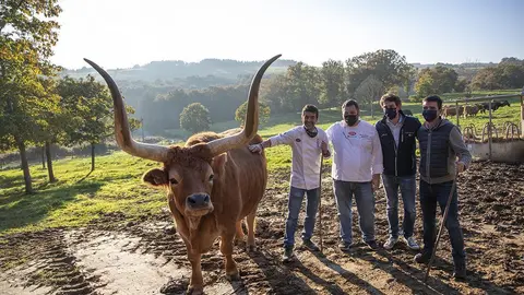 La Finca Recelle, propiedad del Restaurante España, fue escenario de un evento que combinó 
la presentación del proyecto con una visita a los bueyes criados por Héctor López y su familia 
y una degustación de platos kilómetro cero.