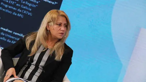 Lailuma Sadid, xornalista afgana, relatou a terrible situación que vive o seu país, pídelle á Unión Europea unha postura común e que non lexitime aos terroristas talibáns ©ROBERTO LEDO