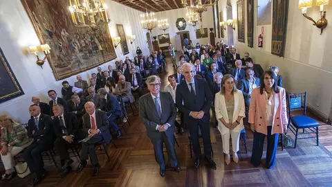  O vicepresidente primeiro e conselleiro de Economía, Industria e Innovación, Francisco Conde; a conselleira de Infraestruturas e Mobilidade, Ethel Vázquez Mourelle; e a conselleira de Promoción do Emprego e Igualdade, María Jesús Lorenzana, asisten á clausura da asemblea xeral da Confederación de Empresarios de Galicia (CEG). 