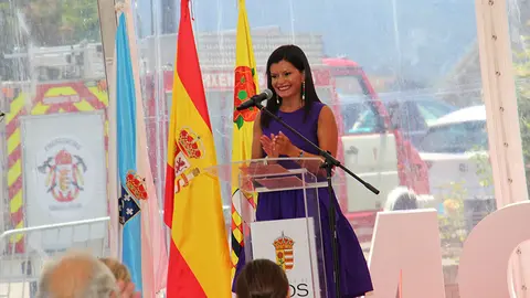 Nidia Arévalo, alcaldesa de Mos, durante su discurso.