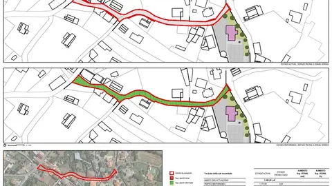 Actuará en preto de 1.300m2 para xerar un itinerario peonil que conecte o norte co centro da parroquia.