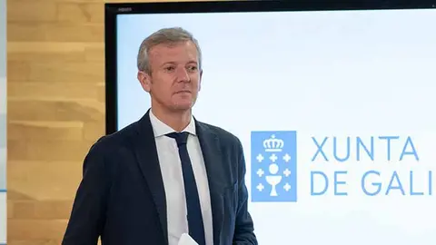 O presidente da Xunta, Alfonso Rueda, durante a rolda de prensa posterior á reunión semanal do Consello da Xunta.