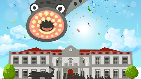 Enterro da Lamprea, na festa do Entroido.