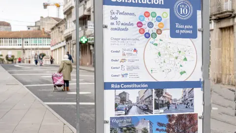 Ponteareas mostra no centro urbano o seu ‘Metrominuto’ e os cambios realizados en zonas peonís