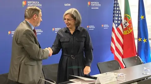Secretária de Estado da Promoção da Saúde, Margarida Tavares, na assinatura do protocolo de respostas ao cancro com os Estados Unidos da América, Lisboa
