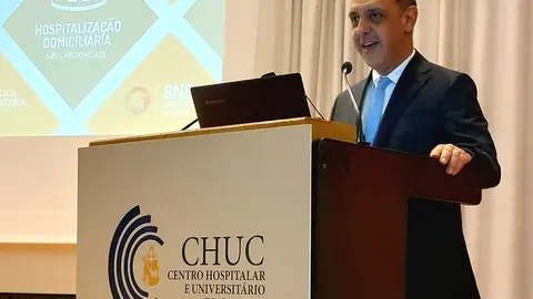 Ministro da Saúde, Manuel Pizarro, no Encontro de Unidades de Hospitalização Domiciliária, Coimbra.