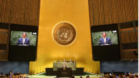 Ministro do Ambiente e da Ação Climática, Duarte Cordeiro, intervém no debate geral da Conferência da Água das Nações Unidas, Nova Iorque.