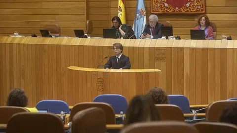 El conselleiro de Facienda e Administración Pública, Miguel Corgos, compareció hoy en el Pleno del Parlamento para informar del cierre del ejercicio 2022.