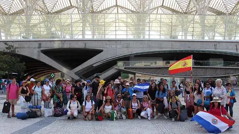 El grupo de Vigo tras llegar a Lisboa.
