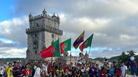 Grupo de jovens de Ponte de Lima na JMJ de Lisboa.