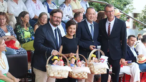 Vasco Ferrás con la Ministra de Agricultura, Maria do Céu Antunes, el presidente de la Asalblea y el Concejal de Feiras Novas.