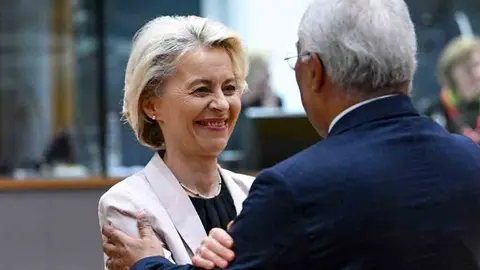 Primeiro-Ministro António Costa com a Presidente da Comissão Europeia, Ursula von der Leyen, Conselho Europeu, Bruxelas.