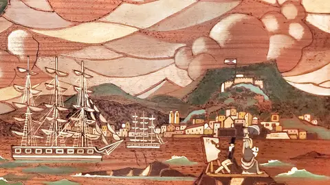 Pirograbado Urbano Lugrís-José María Barreiro.