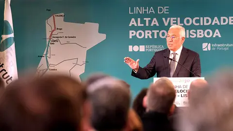 António Costa no lançamento do concurso internacional para o primeiro troço da linha de Alta Velocidade. ARQUIVO.