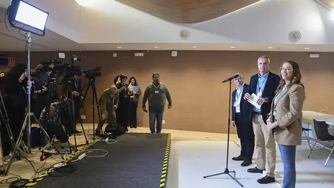 O director xeral de Emerxencias e Interior, Santiago Villanueva, visitou hoxe o centro de prensa onde se difundirán os datos.