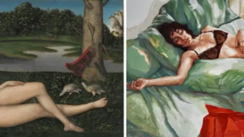 Imágenes, de izquierda a derecha: Lucas Cranach, La ninfa 
de la fuente, (h. 1530-1534). Museo Nacional Thyssen-Bornemisza, Madrid. / Versión