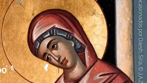 Icono de la Anunciación profanado en la diócesis Homs (Siria).