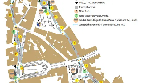 mapa de Ponteares en el Corpus.