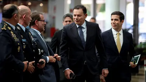 Primeiro-Ministro Luís Montenegro e Ministro da Presidência, António Leitão Amaro, à chegada para a apresentação do Plano de Ação para as Migrações, Cascais.