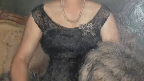 Retratos del joyero Ángel Iglesias y su mujer María del Pilar Acuña, obras del pintor López Carballo.