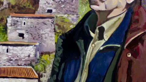 Labordeta en los muíños do Folón e do Picón, obra de David Quintero.