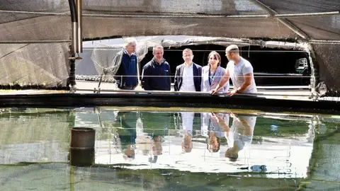 La conselleira de Economía e Industria, María Jesús Lorenzana, visitó hoy la planta de la compañía en Lira, Stolt Sea Farm.
