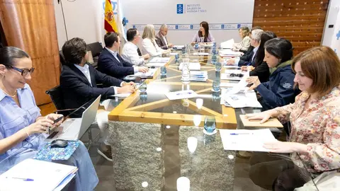 La conselleira de Vivienda e Planificación de Infraestructuras, María Martínez Allegue, junto al secretario general de Vivienda y Urbanismo, Heriberto García Porto, presidió la reunión del Observatorio de la Vivienda de Galicia celebrada hoy.