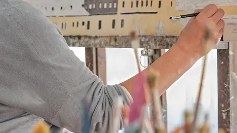 Fernanda Fernández en su estudio en Costa Miño, 27 de julio 2020. ARCHIVO.