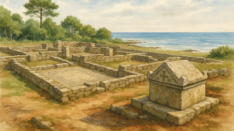 Reconstrucción de Adro Vello, O Grove. Ilustración DL-G.