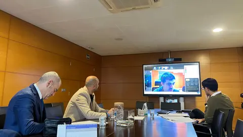 Los representantes de O Porriño, Mos, Tui y Salceda de Caselas, durante el comité extraordinario del Consorcio de Augas do Louro.