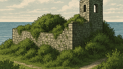 Recreación artística del Castelo de Corbeiroa, un bien de interés cultural situado entre Bergondo y Sada. ILUSTRACIÓN DL-G.