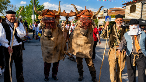 Os tradicionais Mudados de Ribadetea percorren as r&uacute;as coa s&uacute;a inconfundible posta en escena, unha das expresi&oacute;ns m&aacute;is singulares do Entroido galego que mant&eacute;n viva a identidade e a memoria popular da parroquia de Ponteareas.