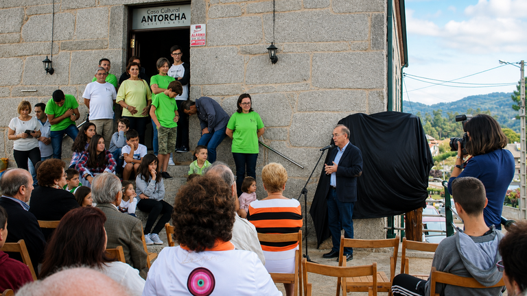 Veci&ntilde;os de diferentes idades participan na celebraci&oacute;n do centenario da Casa Cultural Antorcha, herdeira daquela iniciativa impulsada coa colaboraci&oacute;n da emigraci&oacute;n vinculada &aacute; parroquia.
