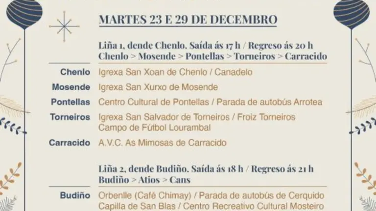 O Porriño pondrá en marcha un servicio gratuito de autobuses para acercar a la vecindad a la iluminación navideña