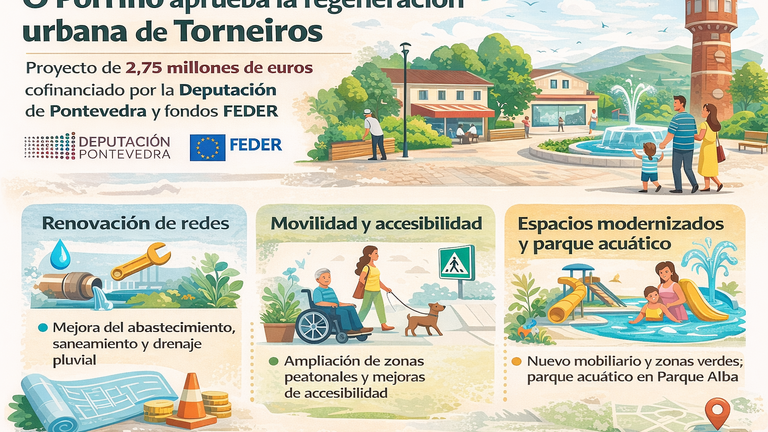O Porriño aprueba licitar la regeneración urbana de Torneiros con una inversión de 2,75 millones