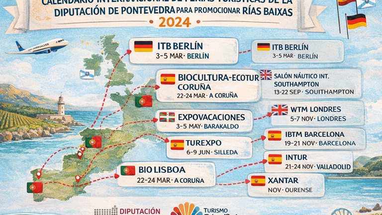 La Diputación de Pontevedra debuta en la ITB de Berlín con un stand propio para impulsar la marca Rías Baixas