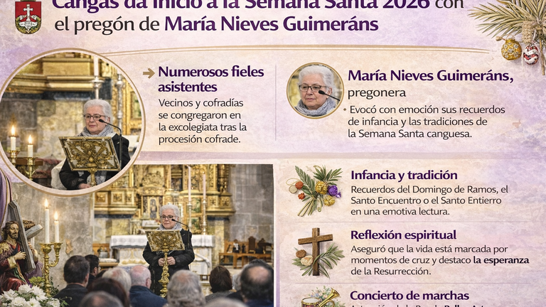 Cangas da inicio a la Semana Santa 2026 con el pregón de María Nieves Guimeráns
