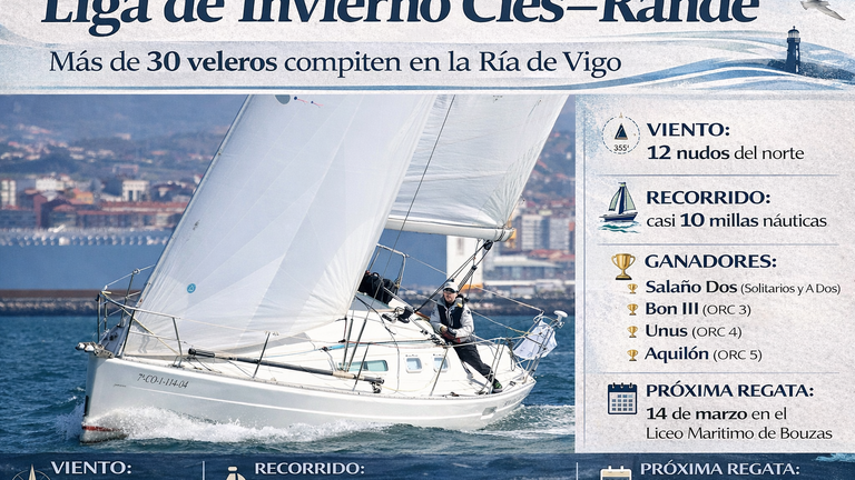 Salaño Dos, Bon III, Unus y Aquilón se imponen en la segunda prueba de la Liga de Invierno Cíes–Rande