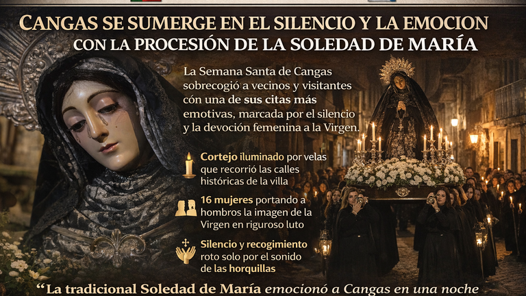 Cangas se sumerge en el silencio y la emoción con la procesión de la Soledad de María