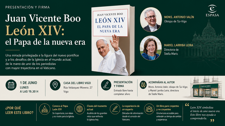 Juan Vicente Boo presenta en Vigo su libro sobre León XIV y la nueva era de la Iglesia