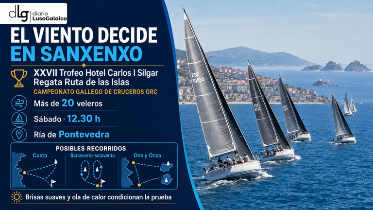 El viento pone en jaque la Ruta de las Islas en Sanxenxo
