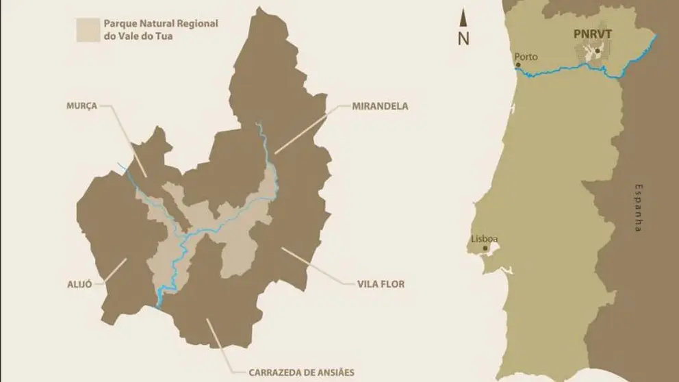 Mapa de Vale do Tua. GENTILEZA DE GUÍA DA NATUREZA VALE DO TUA. 