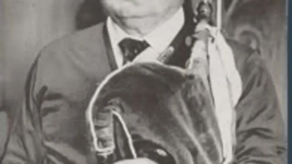 O gaiteiro Ricardo Portela (Viascón, 1920 - Pontevedra, 1992).