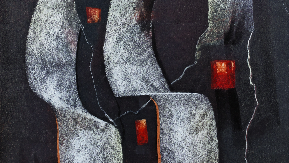'Trazos no baleiro', una de las obras de la nueva exposici&oacute;n de Jos&eacute; Antonio Fondevila, refleja la fuerza del gesto y la expresividad de la abstracci&oacute;n a trav&eacute;s de una sobria paleta de negros, grises y tonos terrosos.