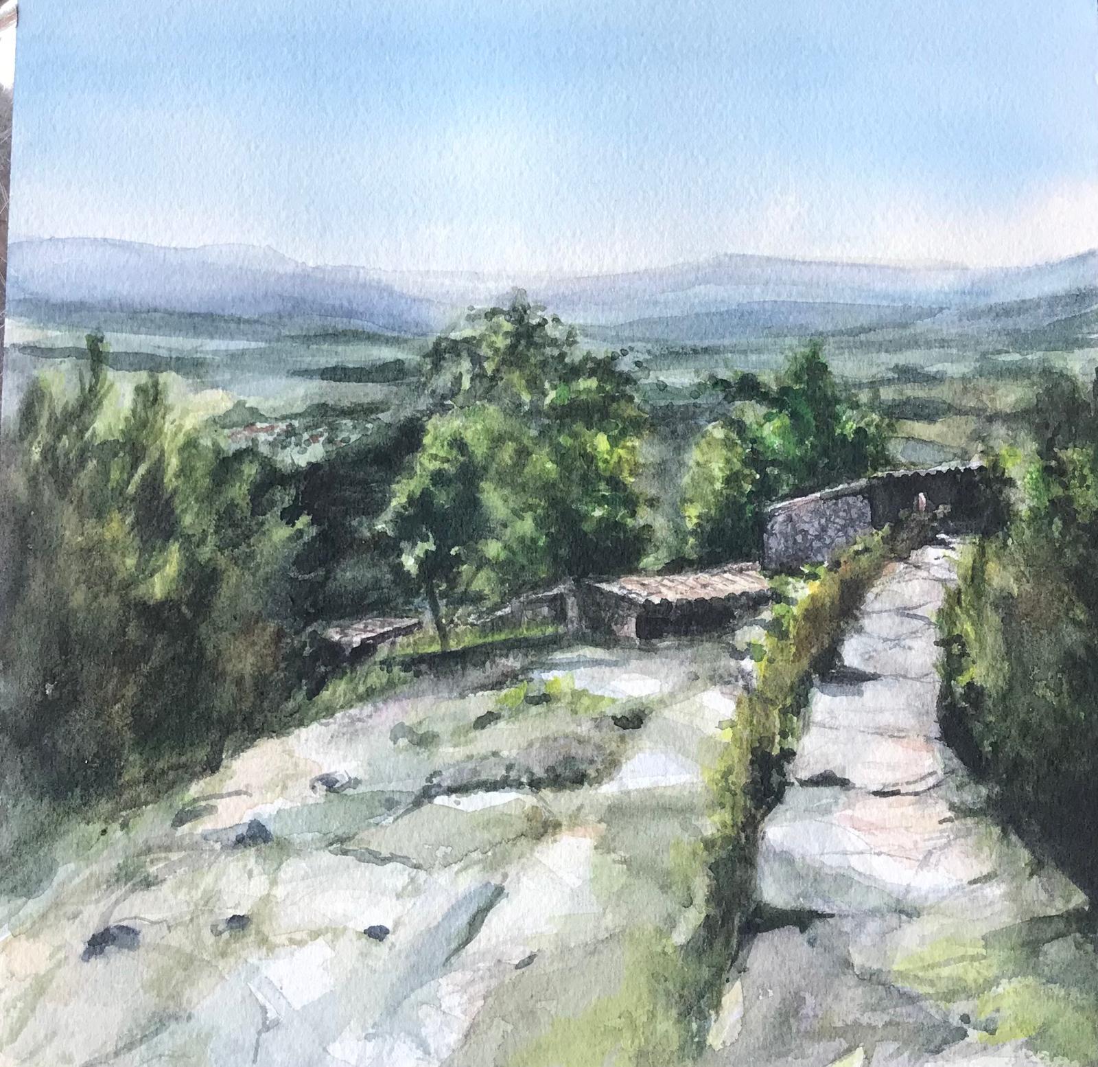 Cuadro que pintó en el entorno de los Molinos, en O Rosal