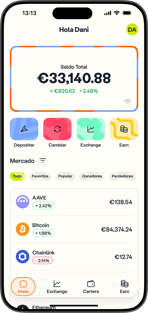 Interfaz de la aplicación de Venga.