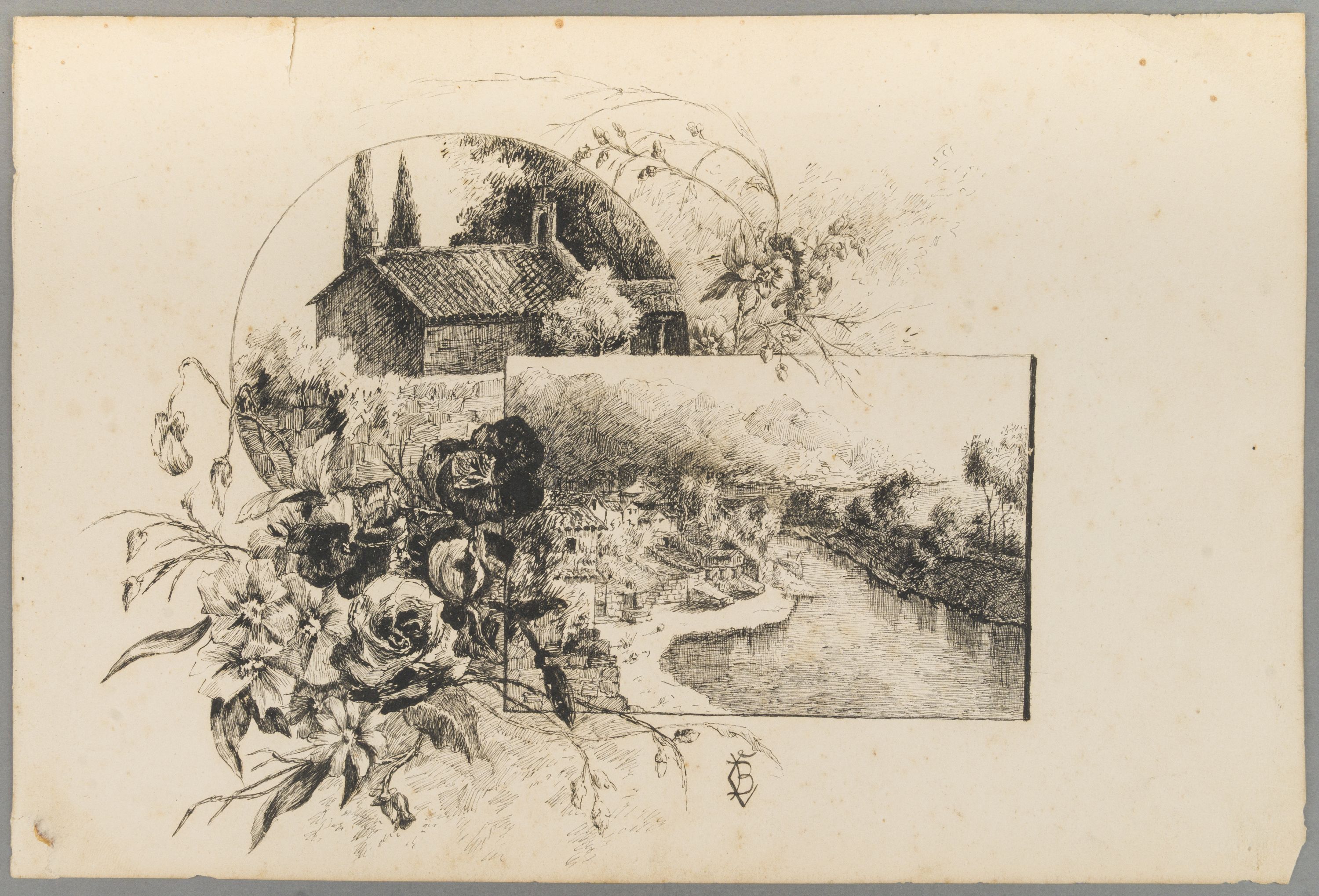 Debuxo de Carmen Babiano Méndez-Núñez, “Paisaxes pontevedresas e flores”, adquirido pola Deputación de Pontevedra para o Museo.