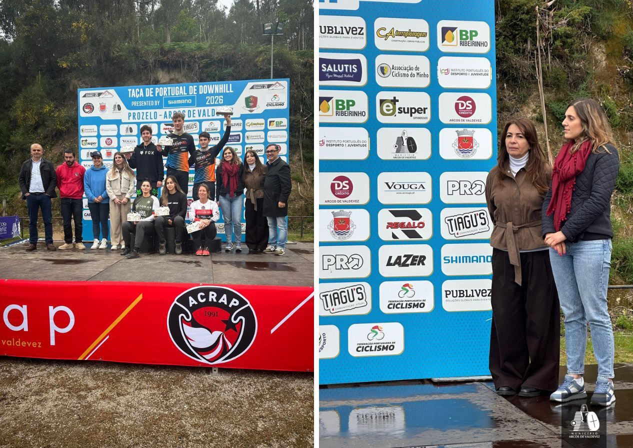 Las concejalas Marlene Barros y Angélica Costa participaron en la entrega de premios de la prueba internacional de downhill disputada en Prozelo.