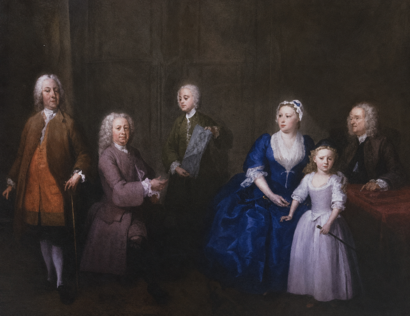 Retrato de la familia Thompson pintado hacia 1735. Richard aparece sentado a la izquierda, convertido en el centro de la composición. De izquierda a derecha, Stephen Thompson (36 años), Richard Thompson (48), Harry Thompson (13), Catherine Mawhood (56), Lucy Thompson (9) y Henry Thompson (58). A los pies de Richard aparece un pequeño perro y Harry sostiene un dibujo que podría representar a Neptuno.